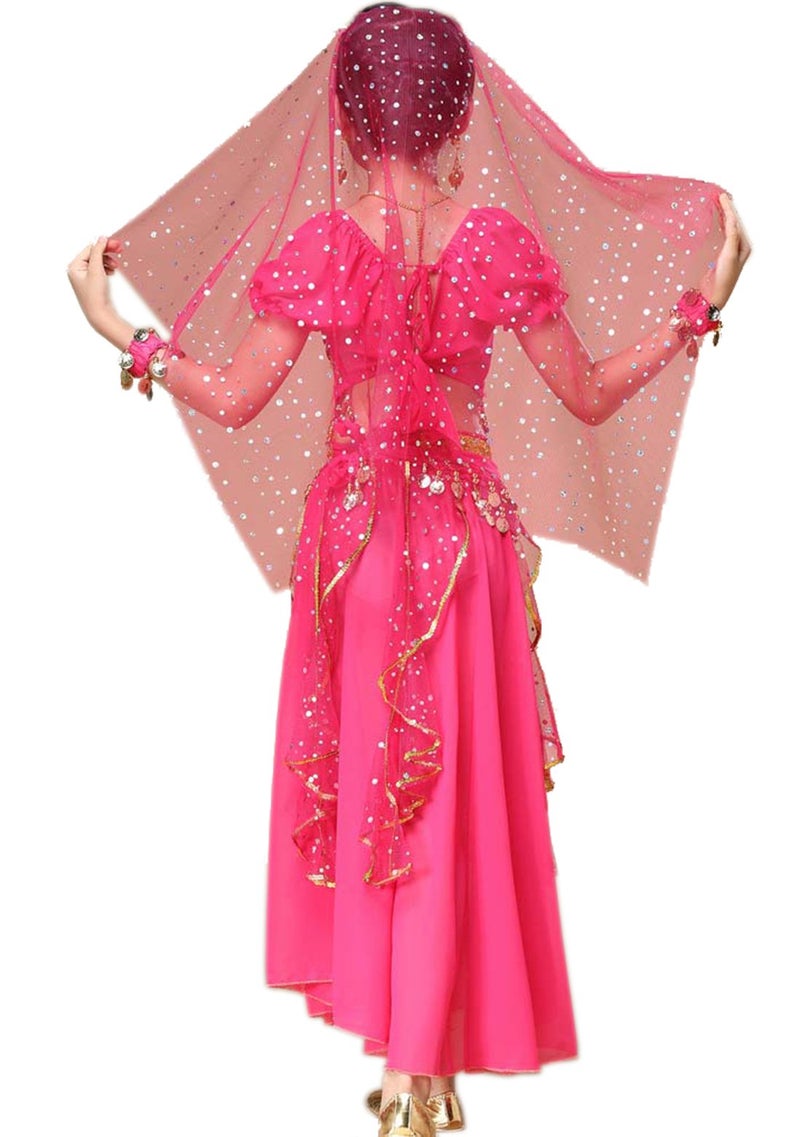 Astage Girl Belly Dance Sequin Indian Dance Costume Halloween Wear,Hotpink,XS Fits Unders 5 years - Image 2